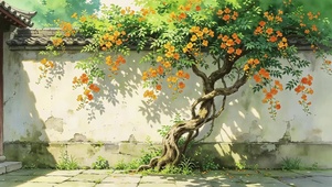 院墙上的爬山虎
