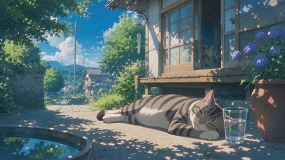 轻松夏日猫咪