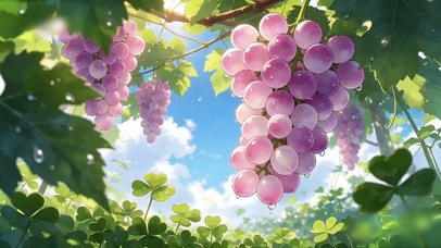 蓝天下的葡萄架