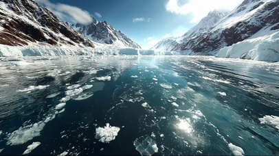 蓝天阳光山谷冰面