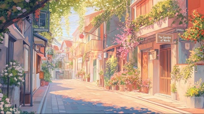 春日樱花粉色商店街道