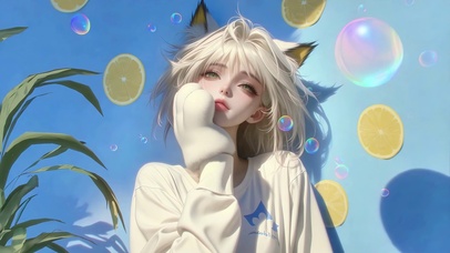 柠檬气泡里的猫系少女