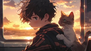 4K 男孩和猫