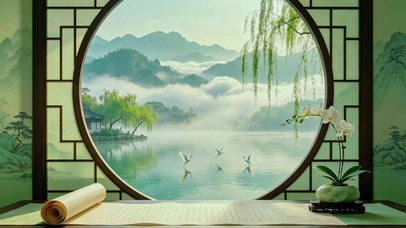 氛围感拉满！云雾山水新中式窗景