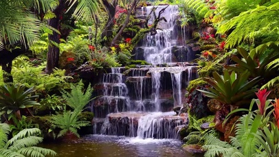 热带雨林多重瀑布