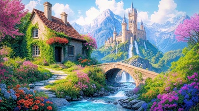 高山城堡瀑布流水