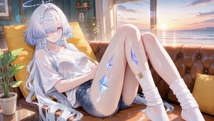 落日沙发慵懒美女莫宁