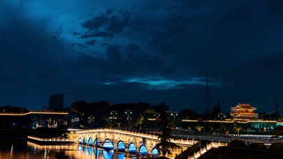 8K湖北荆州古城城市夜景车流