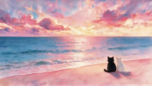 梦幻沙滩小猫