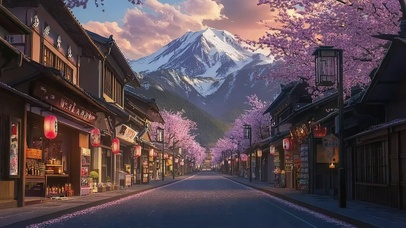 静谧雪山小镇静谧街道