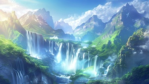 山中瀑布