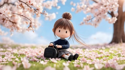 春天草地女孩