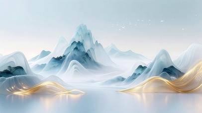 唯美国潮中国风水墨山水