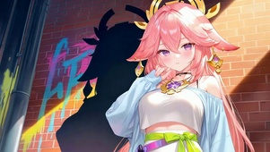粉发街头少女八重神子