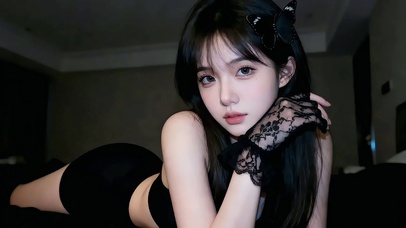 黑色系清纯美女