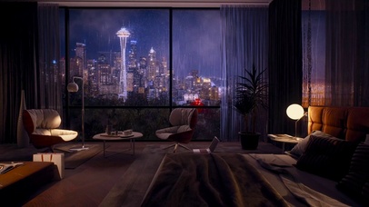 都市雨夜温馨房间