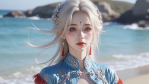 海边国风古韵旗袍美人