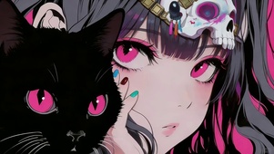 可爱女孩猫咪