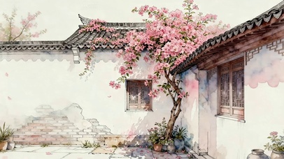 墙角的三角梅