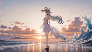 海滩落日卡提西娅