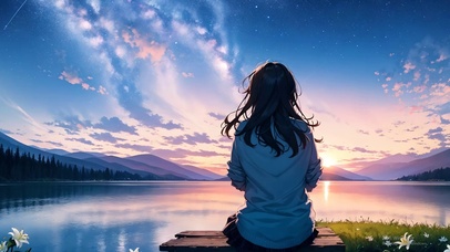对流星许愿的女孩