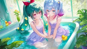 浴缸戏水美少女