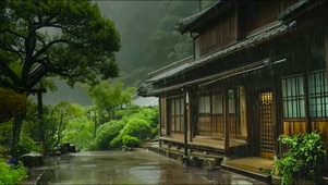 烟雨山间木屋