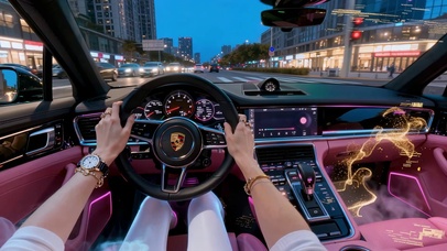 霓虹跑车夜景
