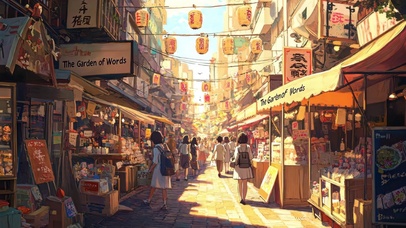 热闹日式街道集市