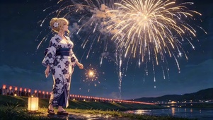 月下花火