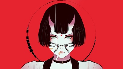 赛博朋克日本鬼怪少女