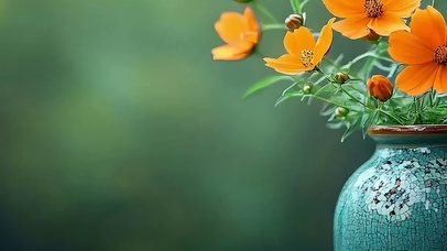 护眼花瓶花朵带鱼屏