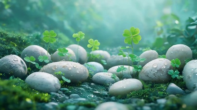鹅卵石中三叶草