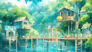 动漫场景 绿色