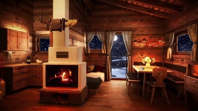 舒适的木屋暴风雪