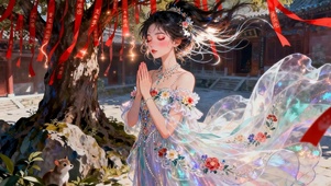 许愿树下女孩