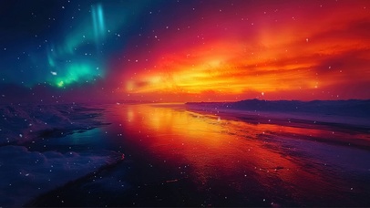 梦幻雪原极光夜景