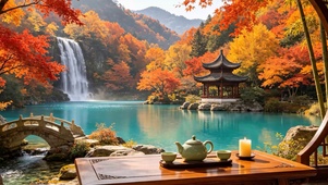 彩林山水瀑布