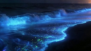 夜景海景带鱼屏