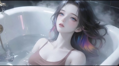 洗去一天疲惫的少女