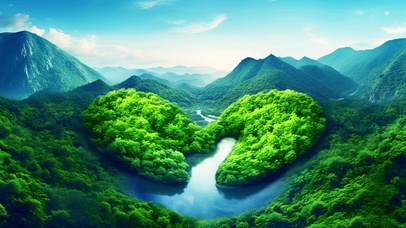 唯美爱心山川流水