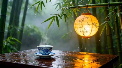 竹林国风雨景