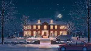 唯美雪天夜晚圣诞屋