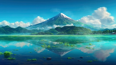 雪山草原湖泊