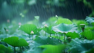 雨中荷塘