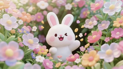 花丛中的小兔子