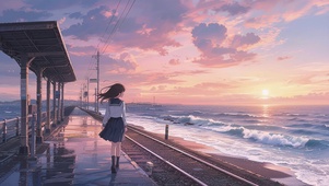 海边车站女孩