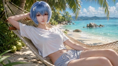 夏日海滩绫波丽悠闲休憩