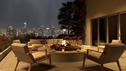 4K都市天台雨夜