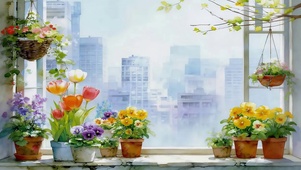 窗台鲜花